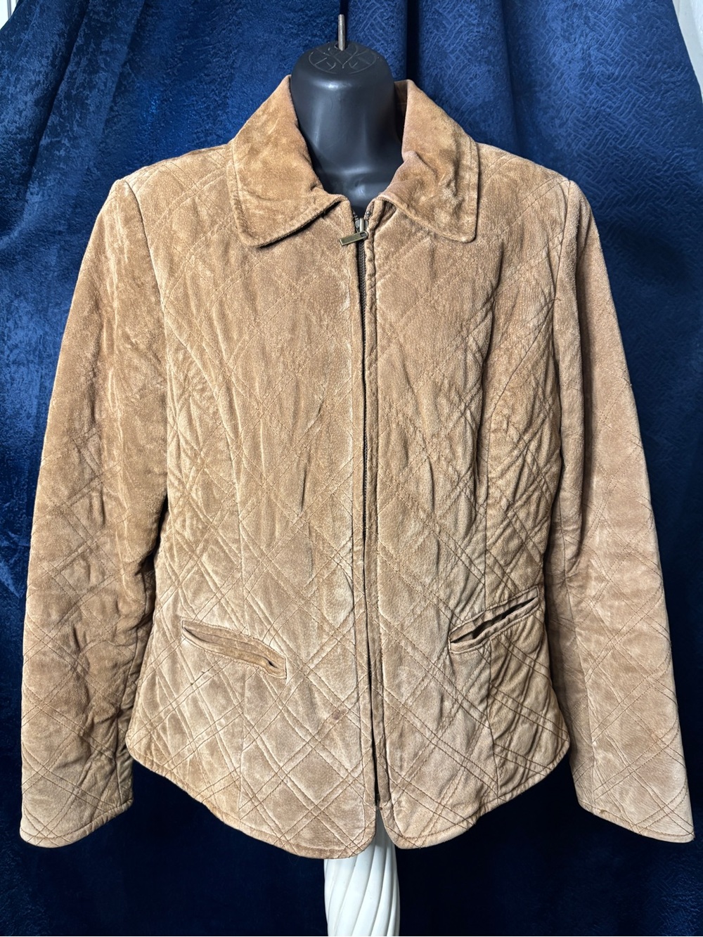 Sonoma Quilted Suede Jacket in Brown
